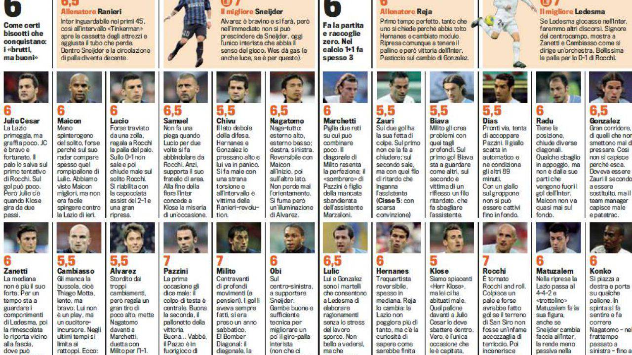 Inter Lazio Voti E Pagelle Gazzetta Dello Sport Sneijder E Tornato Foto