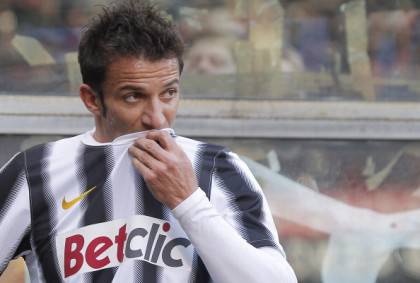 Juventus' Alessandro Del Piero reacts on