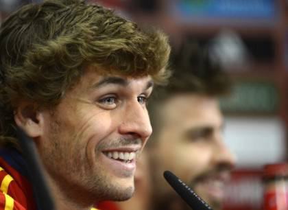 Spanish forward Fernando Llorente laughs
