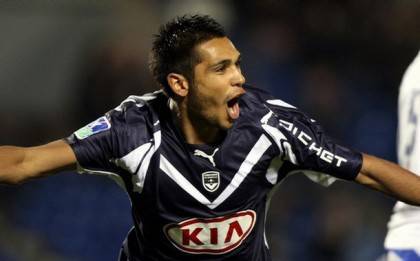 Tremoulinas of Bordeaux celebrates after team scored against Auxerre during French Ligue 1 match in Bordeaux