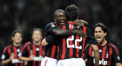 AC Milan's Ricardo Kaka jubilates with t