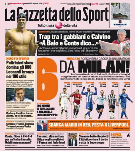 La Gazzetta dello Sport 23-08-2014