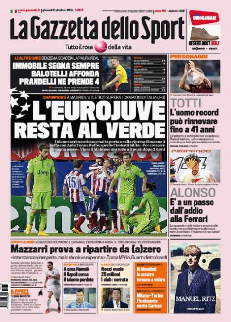 Gazzetta dello Sport 02-10-2014