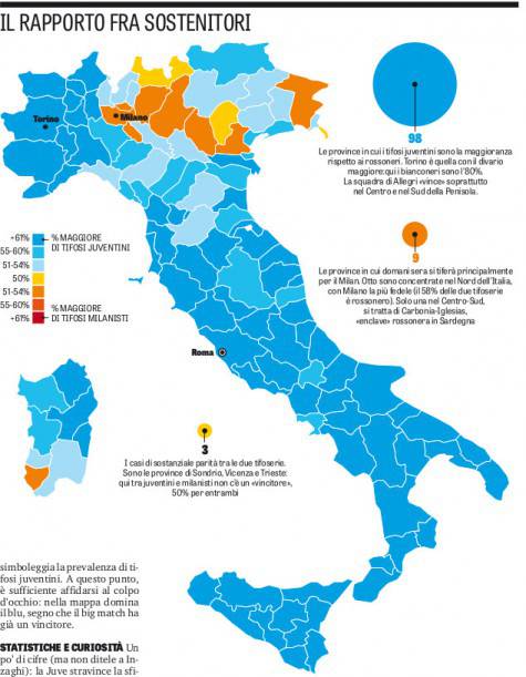 La mappa dei tifosi