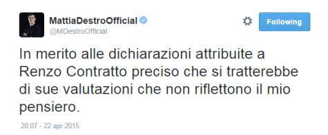 Il Tweet di Mattia Destro
