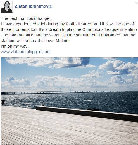 Zlatan Ibrahimovic su Facebook 