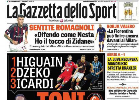 L'infelice titolo de La Gazzetta dello Sport su Alessio Romagnoli