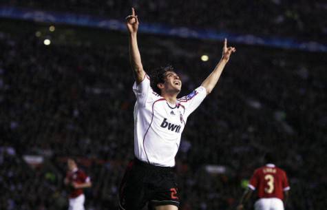 2007, Kakà festeggia per il gol contro il Manchester United (Getty Images)