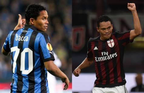 Carlos Bacca con le maglie di Club Brugge e Milan (Getty Images)