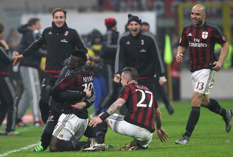 La gioa dei rossoneri dopo il gol di Niang (Getty Images)