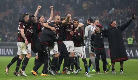 Il Milan esulta dopo il derby (©getty images)