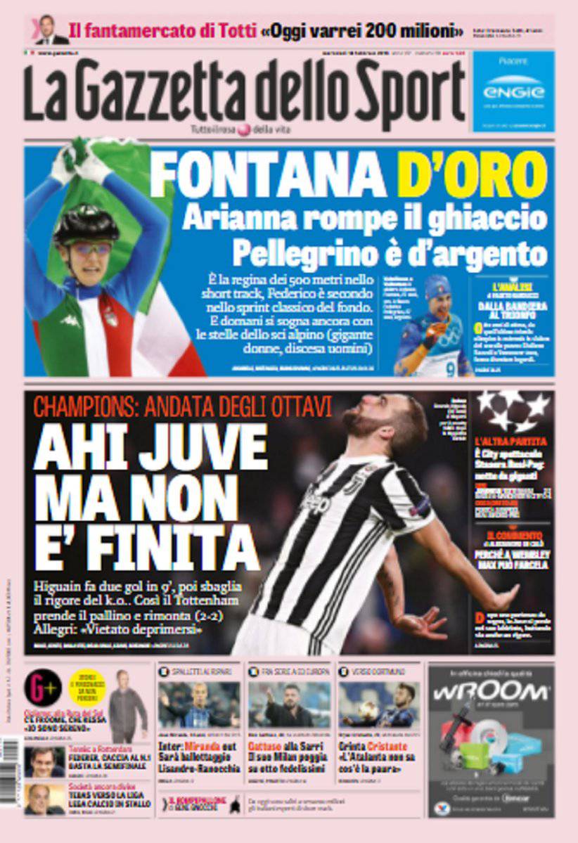 Gazzetta Dello Sport – 12 Février 1995 – Milan, Juventus, Parma, Lazio, Roma, Inter – Original