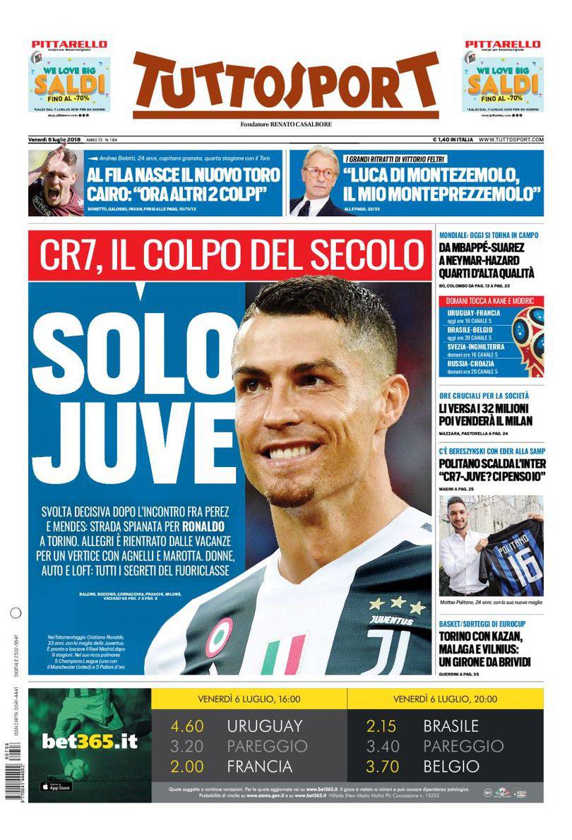 Gazzetta, Corriere dello Sport, Tuttosport: prime pagine 6 ...