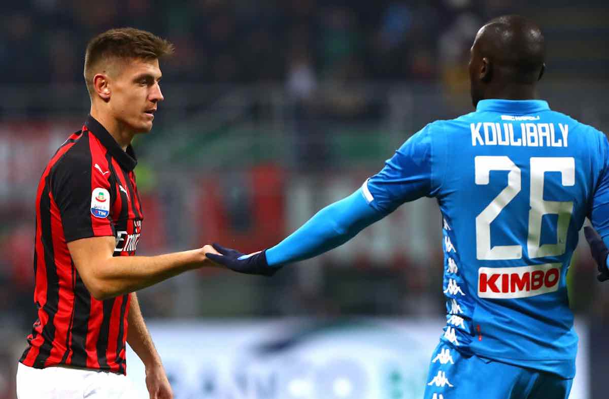 Krzysztof Piatek e Kalidou Koulibaly Milan-Napoli