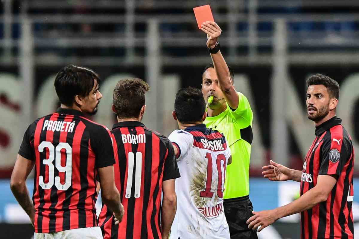 Lucas Paquetà espulso arbitro Di Bello Milan Bologna