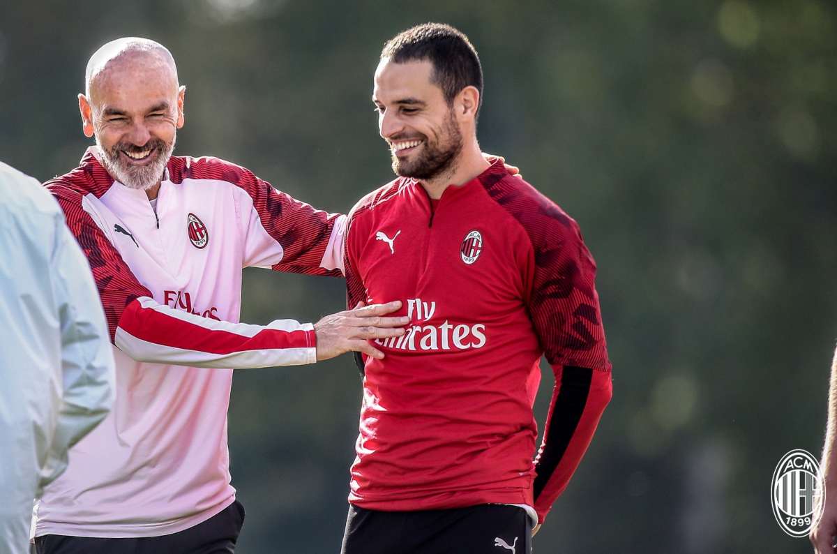 Stefano Pioli e Giacomo Bonaventura Milanello