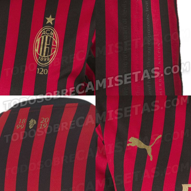 Dettagli Maglia Milan 120 anni (Foto todosobracamisetas.com)