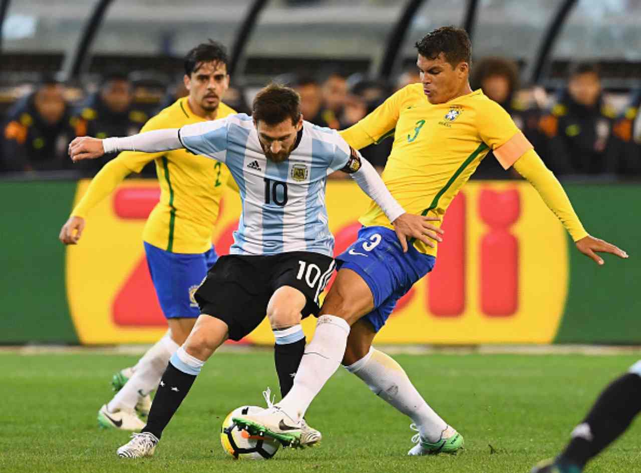 Leo Messi Thiago Silva Brasile Argentina