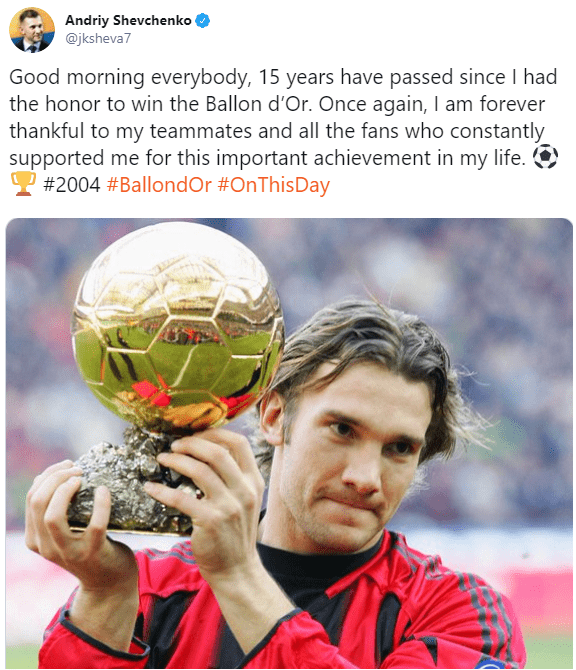 Shevchenko Pallone d'Oro
