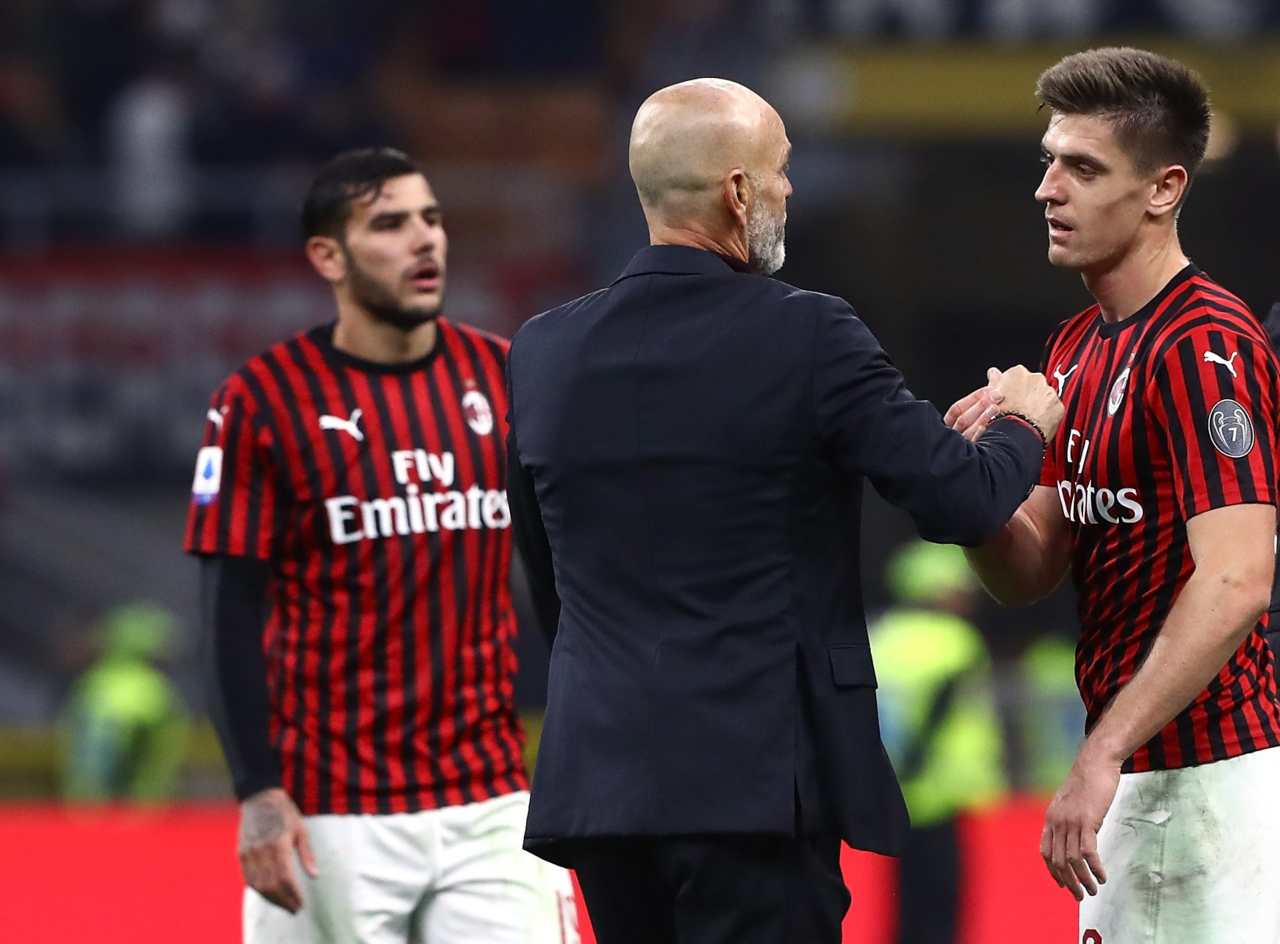 Stefano Pioli Theo Hernandez Krzysztof Piatek