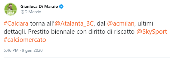 Cessione Caldara Atalanta Di Marzio