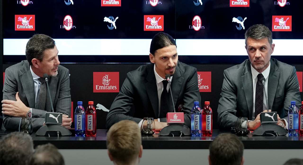 Ibrahimovic maldini boban conferenza stampa casa milan