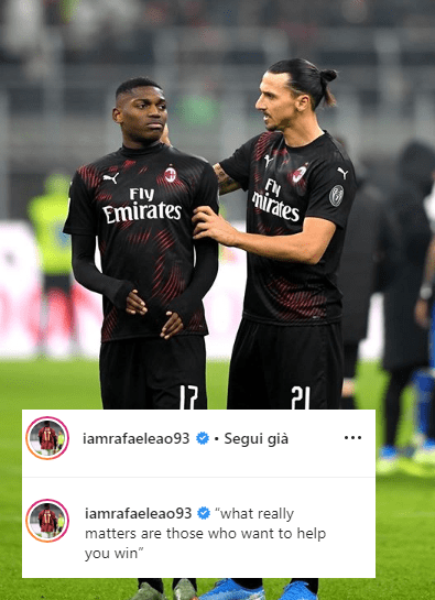 Leao Instagram Ibrahimovic Milan Sampdoria