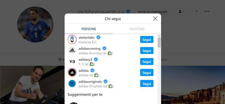 Bonaventura segue Atalanta su Instagram