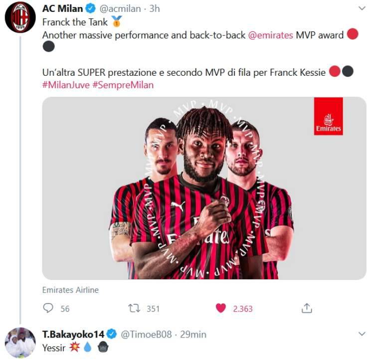 Bakayoko commenta Kessie