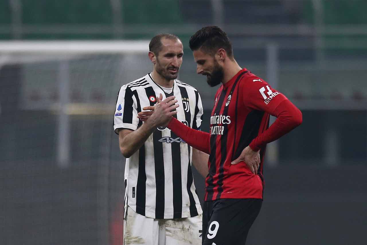 Milan-Juventus Chiellini e Giroud