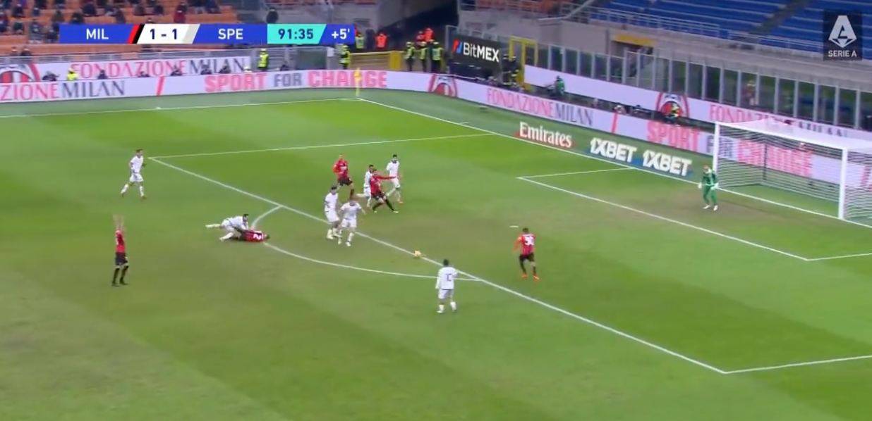 Milan-Spezia gol annullato Messias