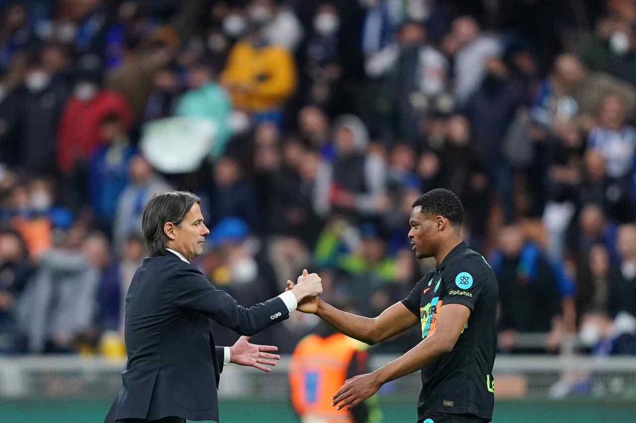 Simone Inzaghi e Denzel Dumfries