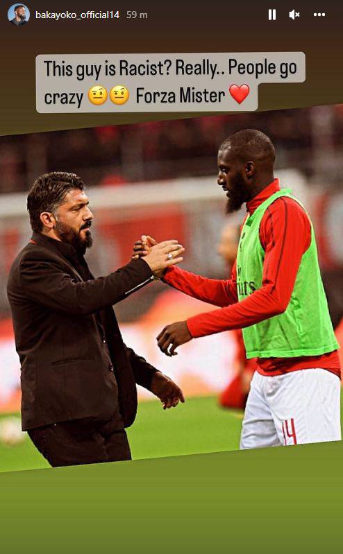 Bakayoko e la storia Instagram a sostegno di Gattuso