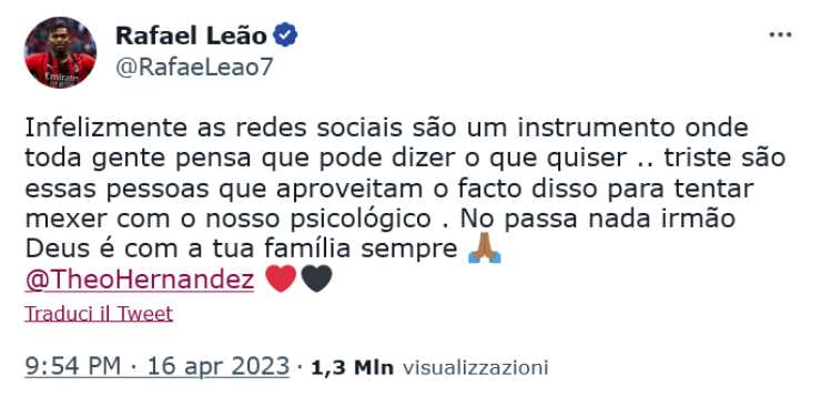 Theo Hernandez Leao insulti social