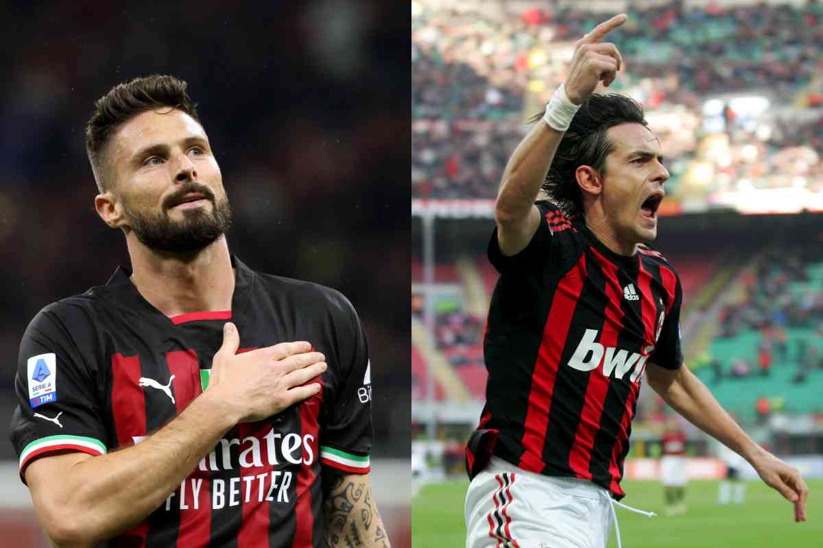 Giroud Inzaghi gol numero 9 Milan