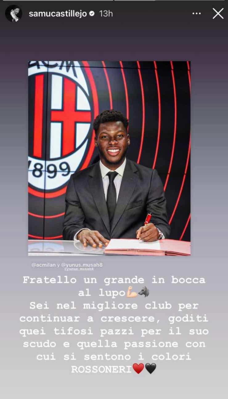 Castillejo, bellissimo messaggio a Musah per il trasferimento al Milan