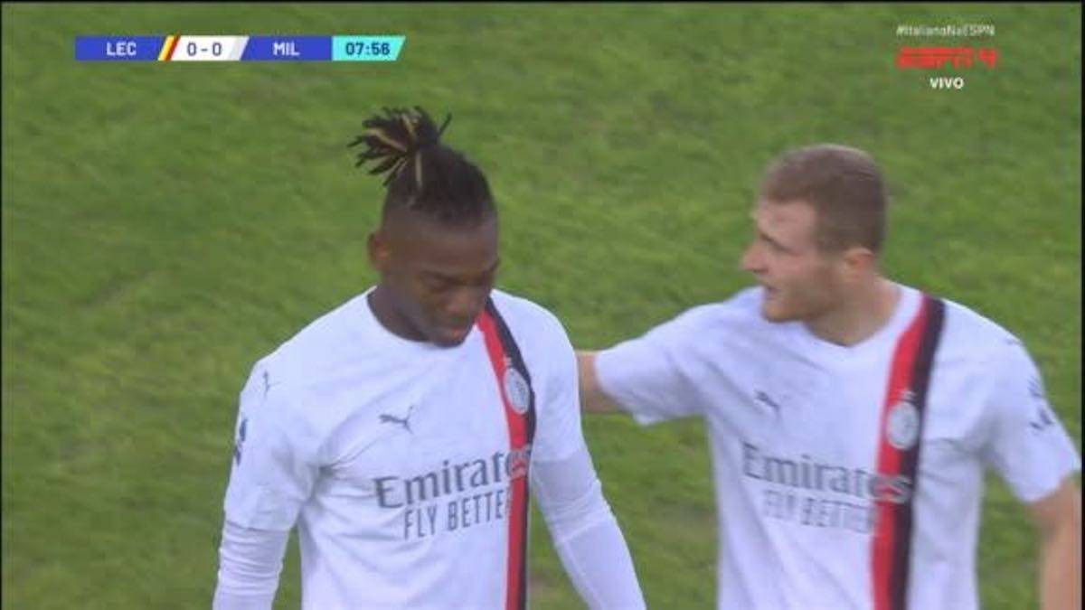 Infortunio Leao in Lecce-Milan 