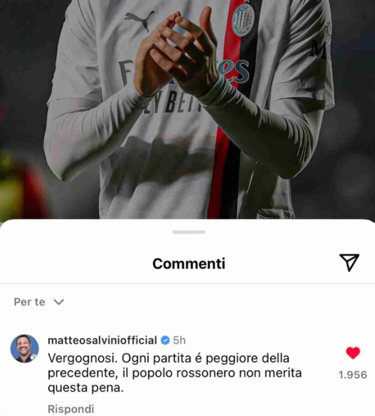 Atalanta-Milan, Salvini critica la prestazione rossonera