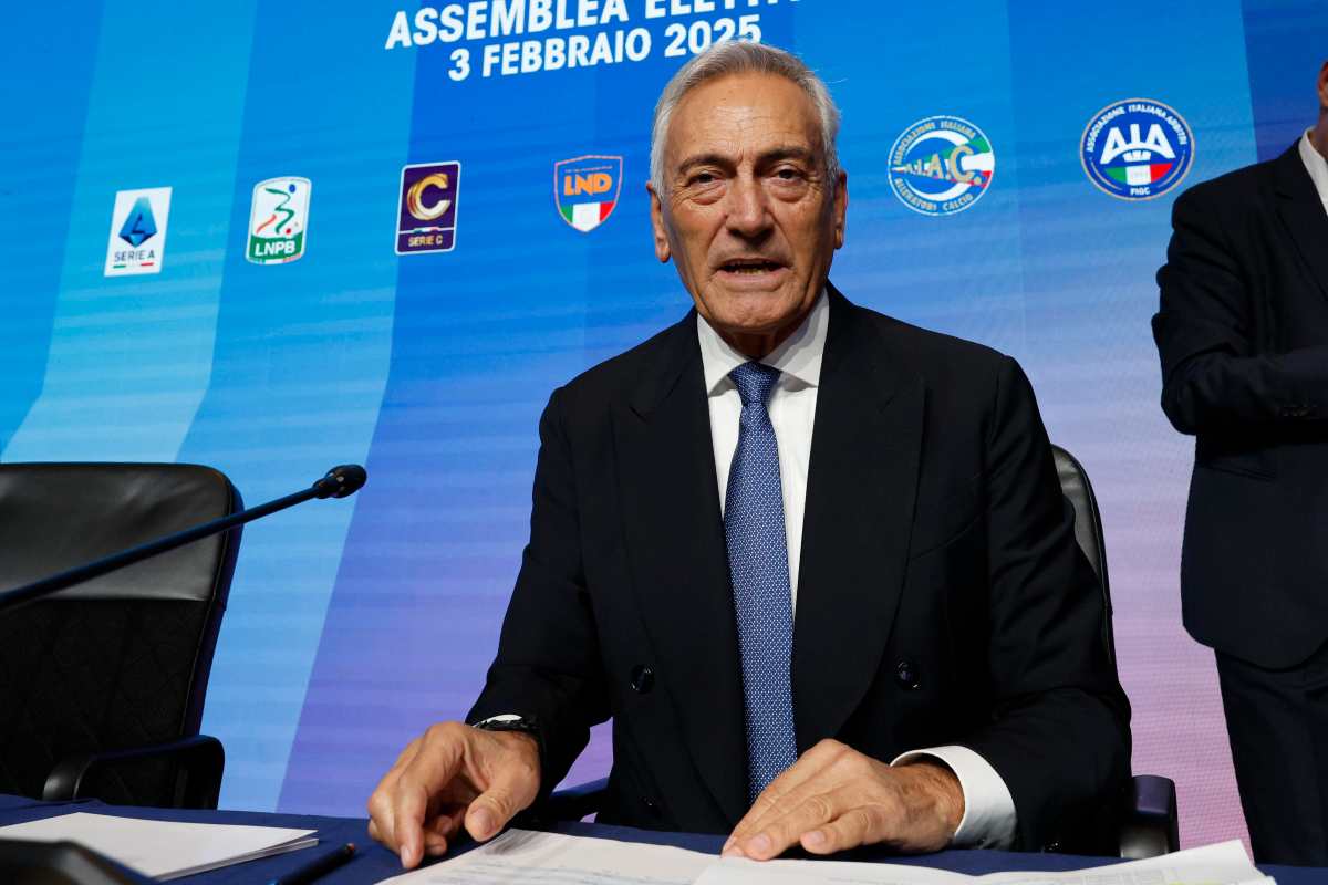 Gabriele Gravina presidente della FIGC durante una conferenza stampa