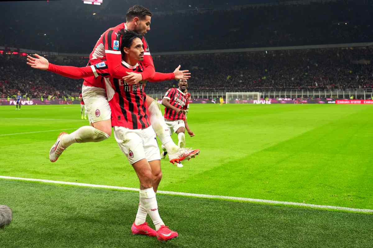 Reijnders esulta per il gol in Milan-Inter