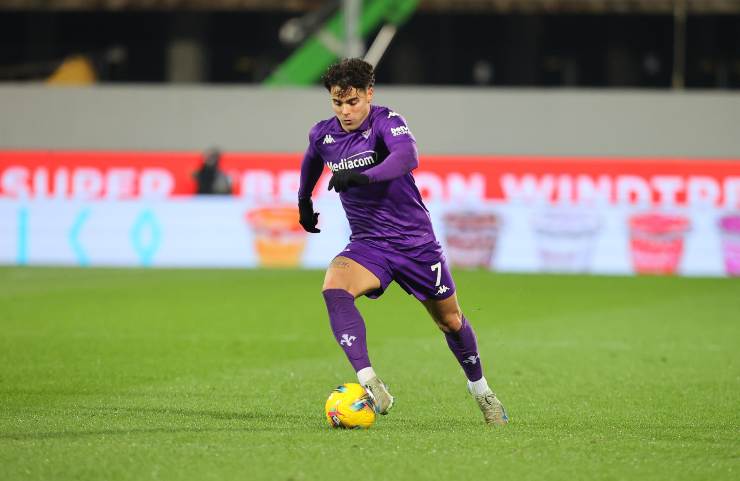 Riccardo Sottil giocatore della Fiorentina durante una partita
