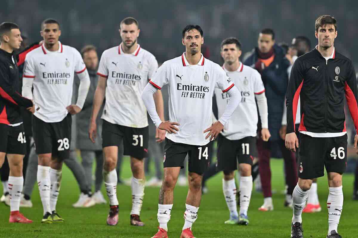 I giocatori del Milan a fine partita col Torino