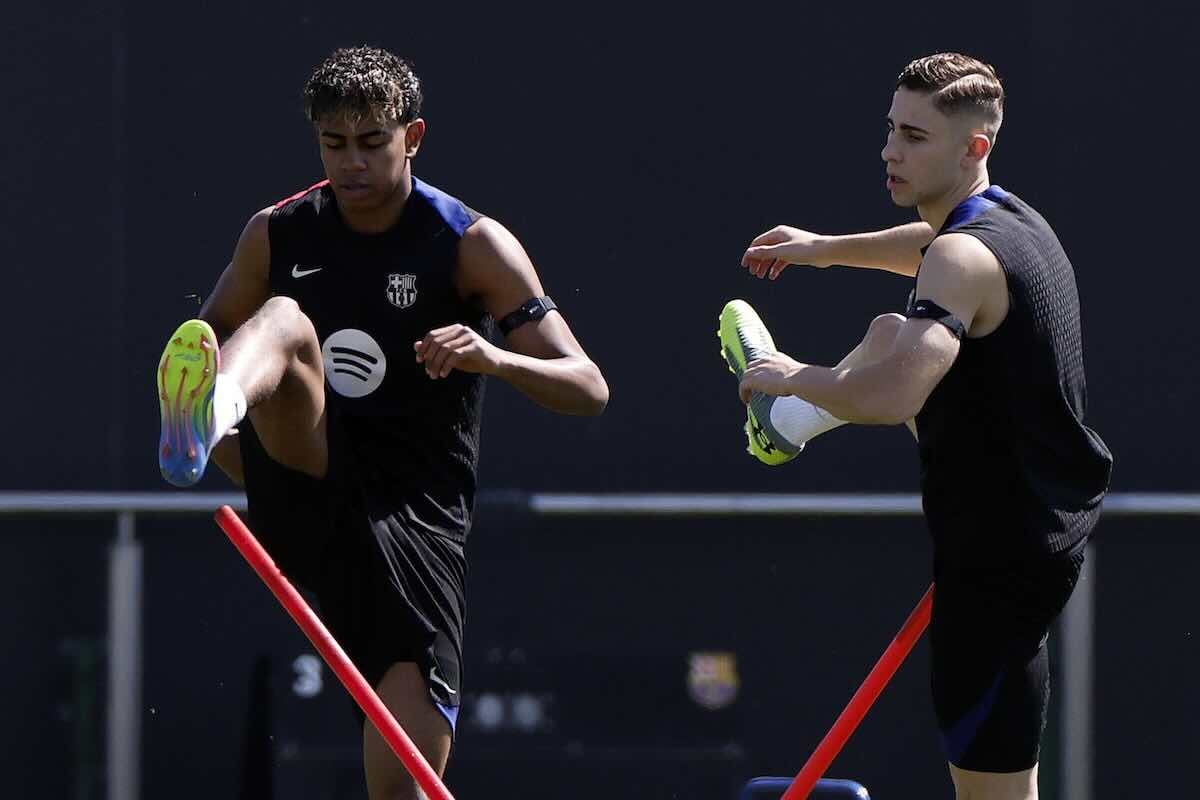 Yamal e Fermin durante l'allenamento