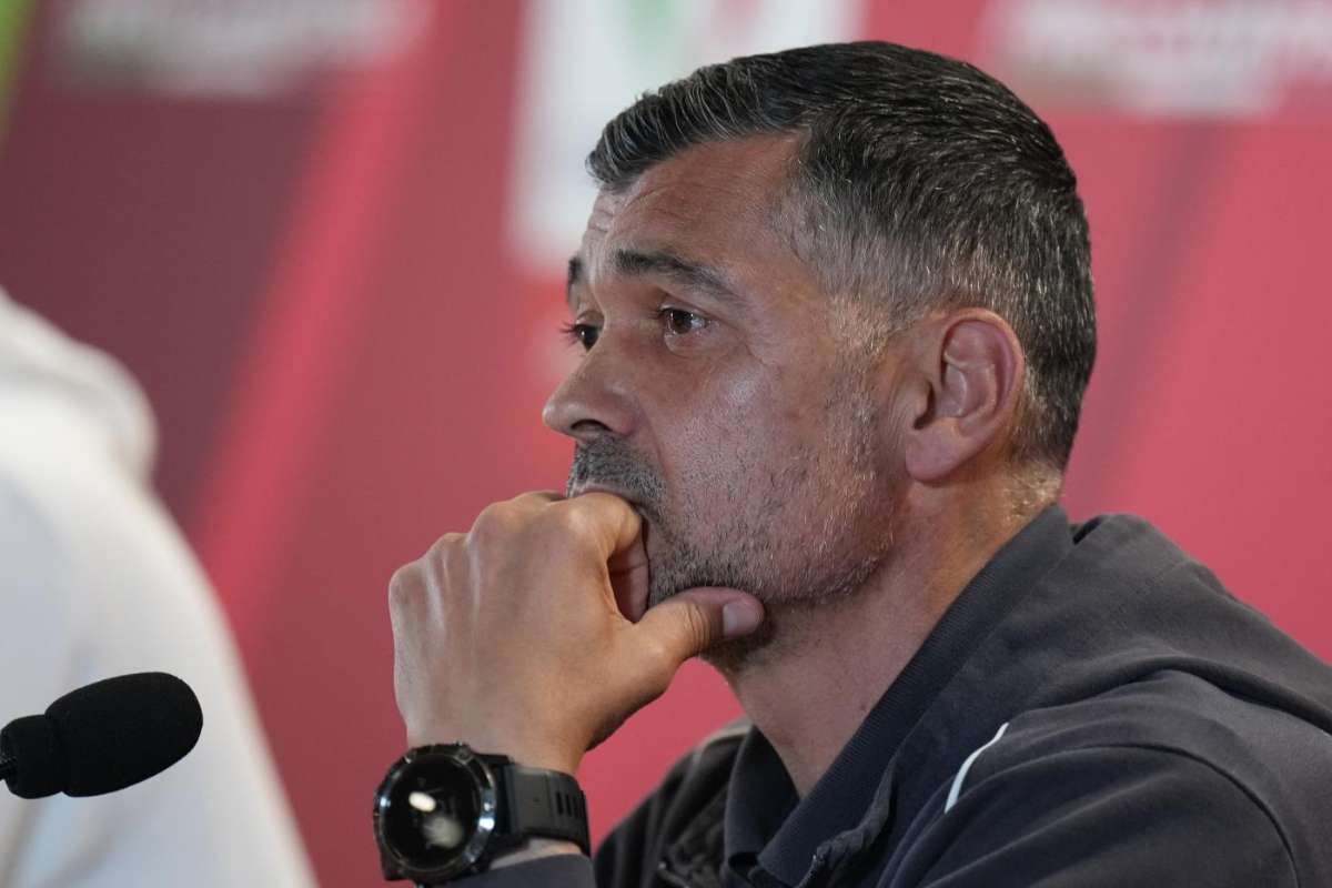 Sergio Conceicao allenatore del Milan in conferenza stampa prima della finale di Coppa Italia