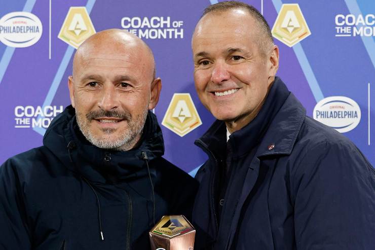 Vincenzo Italiano assieme a Joey Saputo, proprietario del Bologna