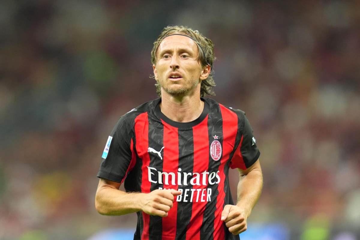 Luka Modric calciatore centrocampista del Milan durante una partita a San Siro