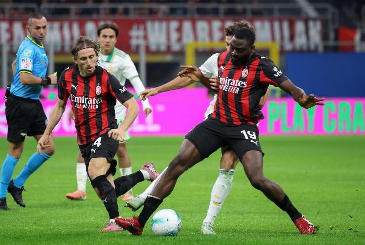 Youssouf Fofana e Luka Modric in azione durante Milan Roma