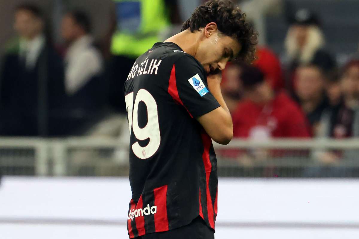 Joao Felix calciatore del Milan esulta dopo un gol segnato