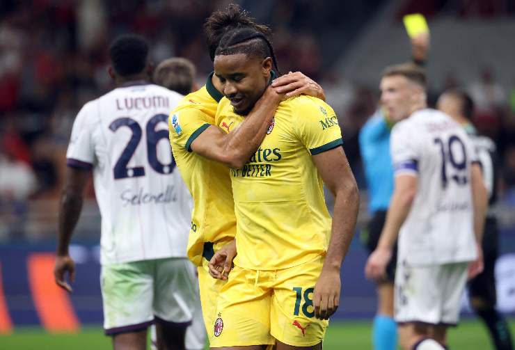 Nkunku calciatore del Milan durante una partita di Serie A