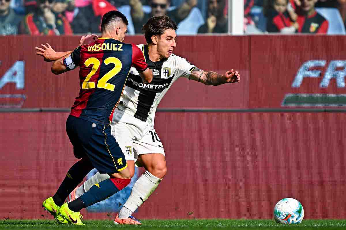 Vasquez in azione contro il Parma